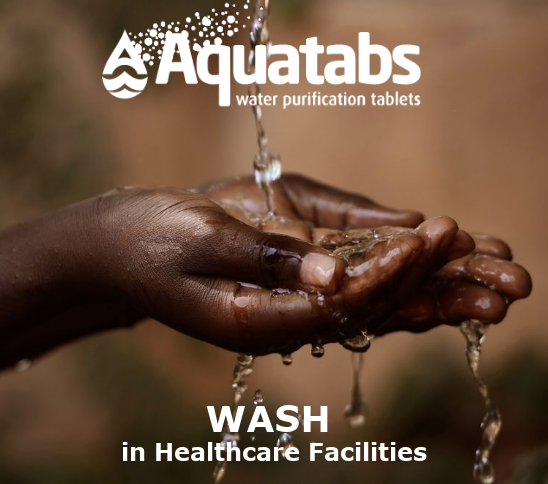 Child washing hands with water disinfected with Aquatabs in Ghana