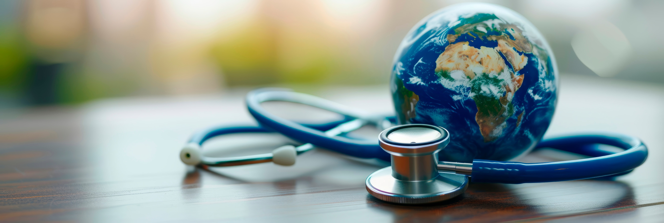 Globe with stethoscope. Representing global healthcare.